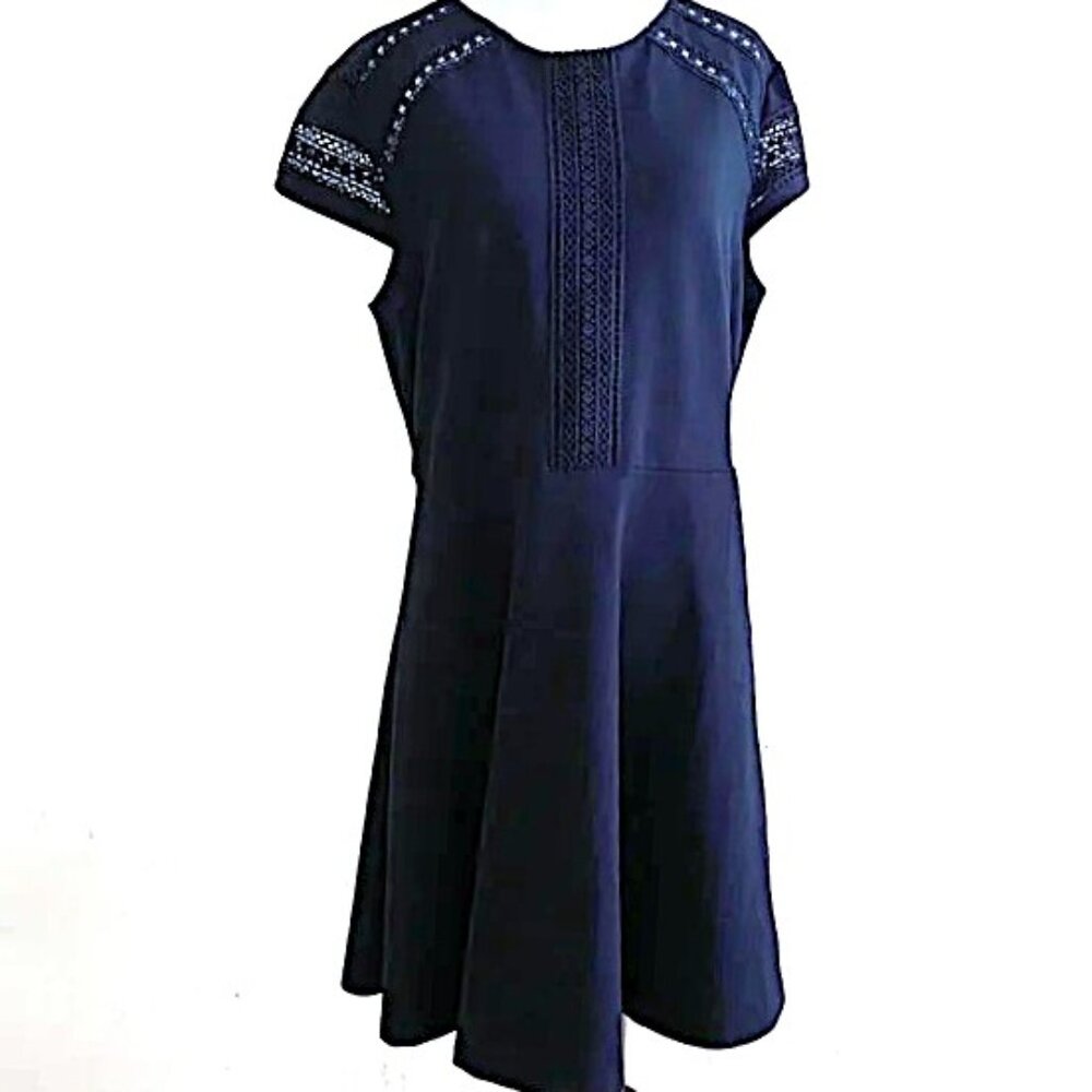 H&M black fit and flare with embroidered details